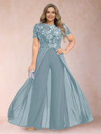 Erica June Sky Blue front view mother of the bride dress