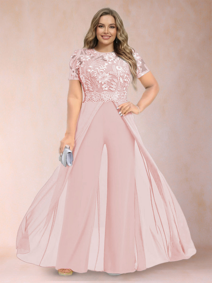 Erica June Pearl Pink front view mother of the bride dress