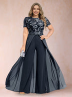 Erica June Navy Blue front view mother of the bride dress