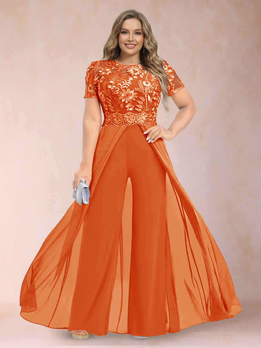 Erica June Orange front view mother of the bride dress