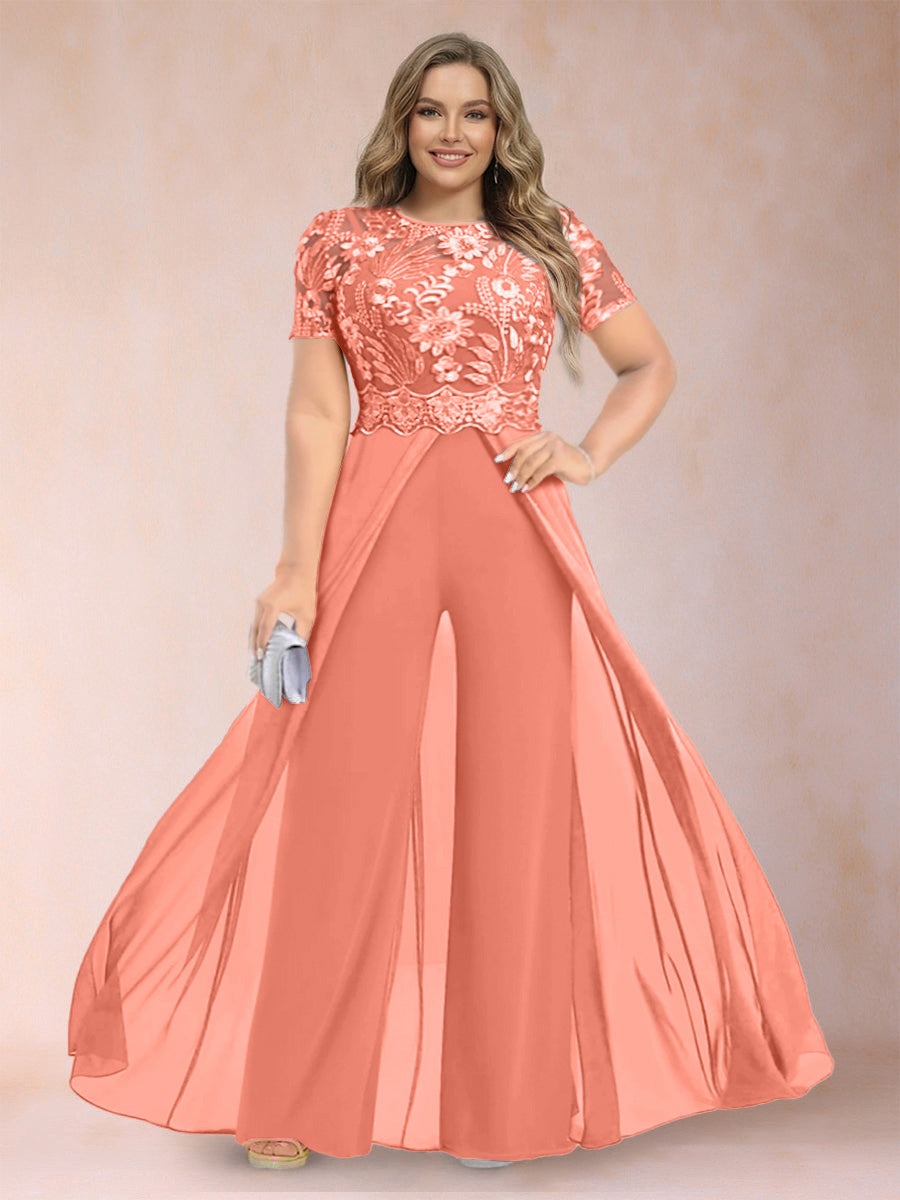 Erica June Coral front view mother of the bride dress