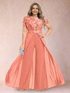 Erica June Coral front view mother of the bride dress