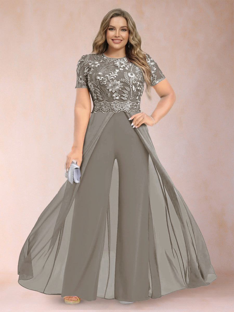 Erica June Taupe front view mother of the bride dress