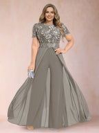 Erica June Taupe front view mother of the bride dress