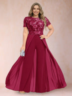 Erica June Burgundy side view mother of the bride dress