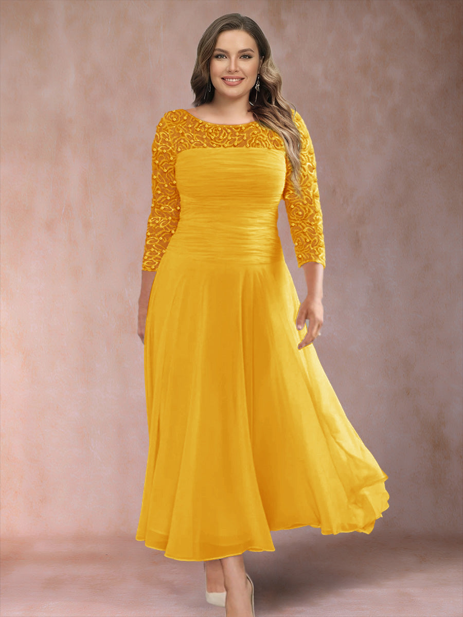 Sofia June Gold front view mother of the bride dress