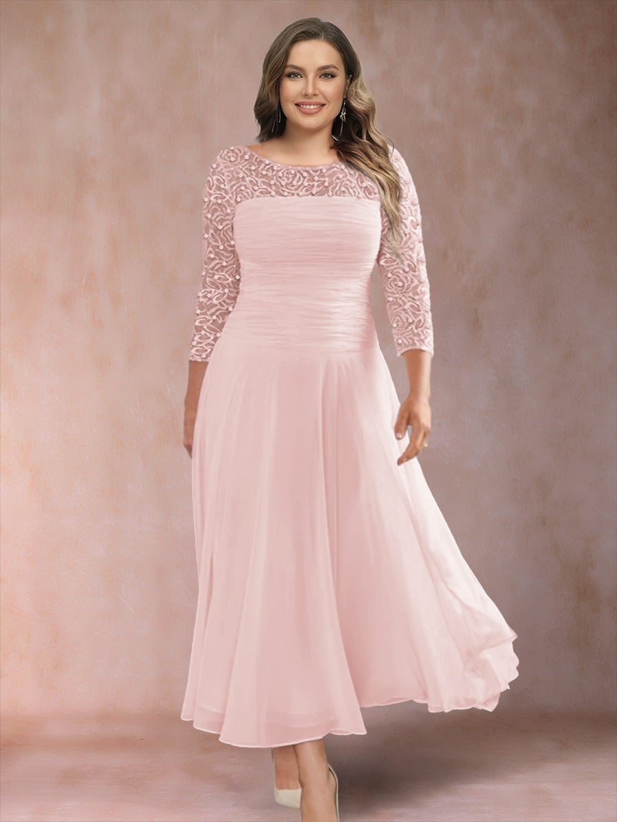 Sofia June Pearl Pink front view mother of the bride dress