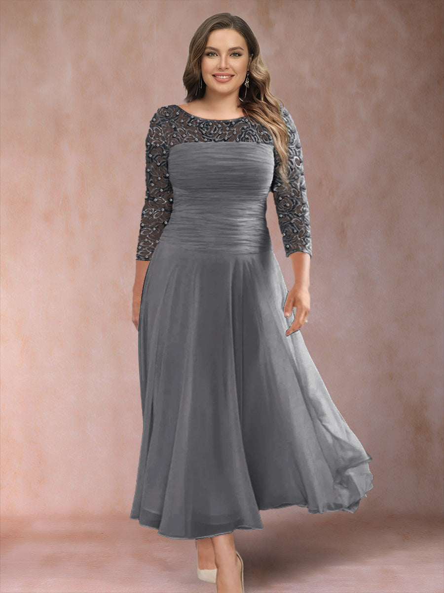 Sofia June Steel Grey front view mother of the bride dress