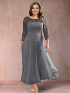 Sofia June Steel Grey front view mother of the bride dress