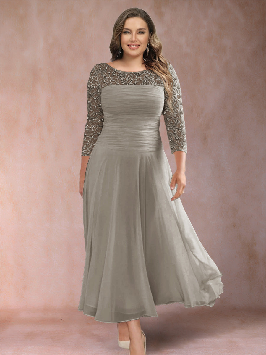 Sofia June Taupe front view mother of the bride dress