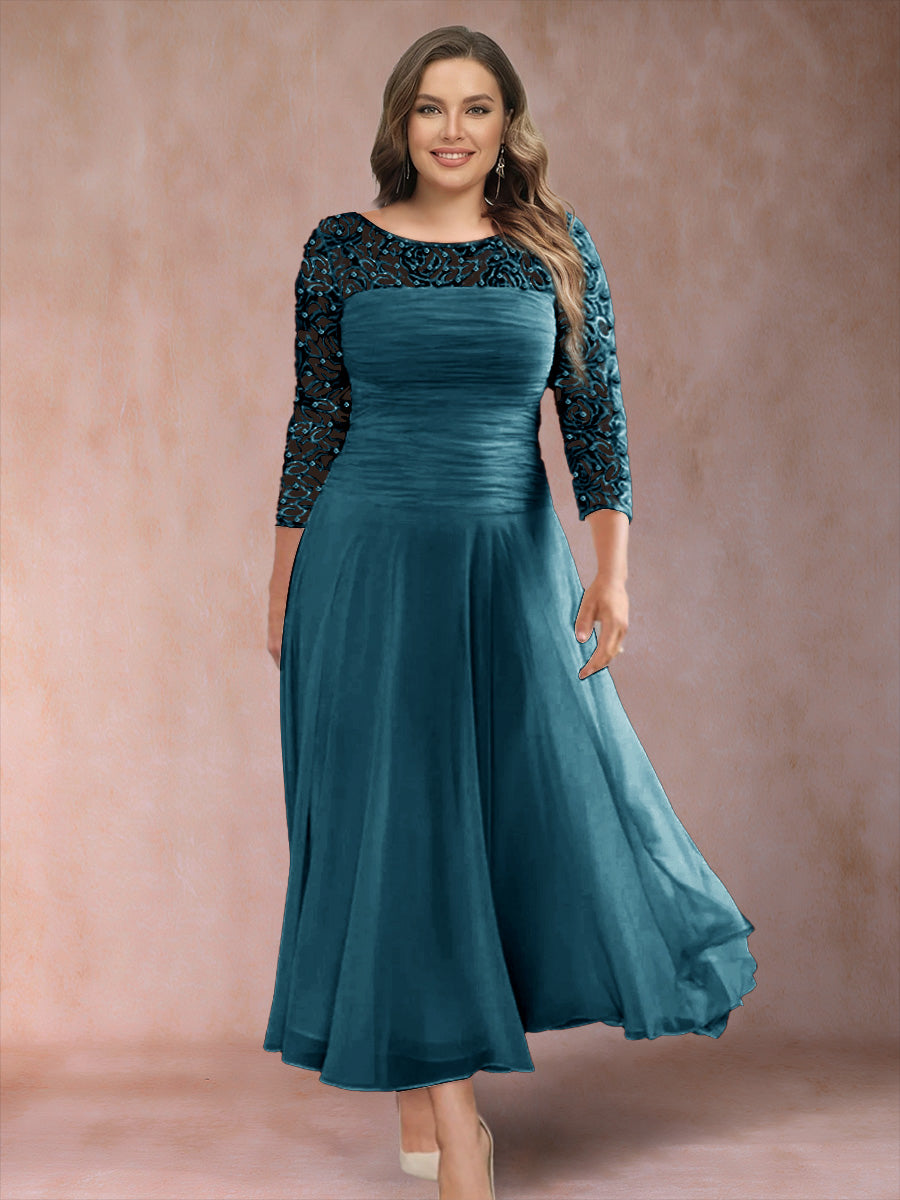 Sofia June Teal front view mother of the bride dress
