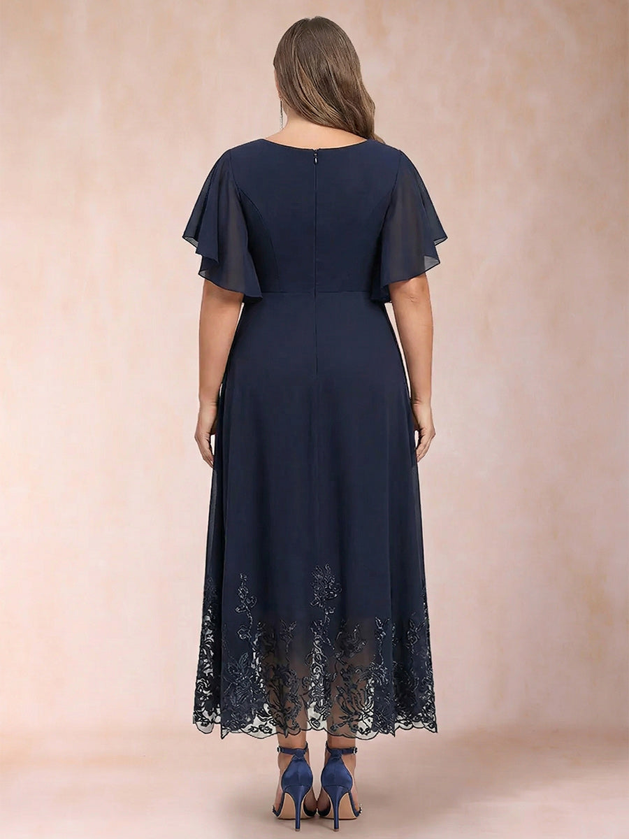 Tara Rose Navy Blue back view mother of the bride dress