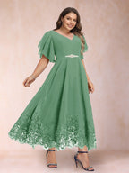 Tara Rose Eucalyptus front view mother of the bride dress