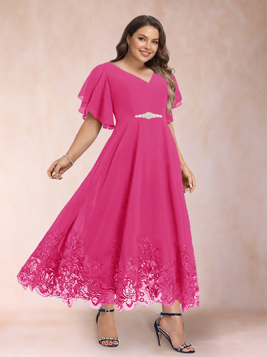 Tara Rose Hot Pink front view mother of the bride dress