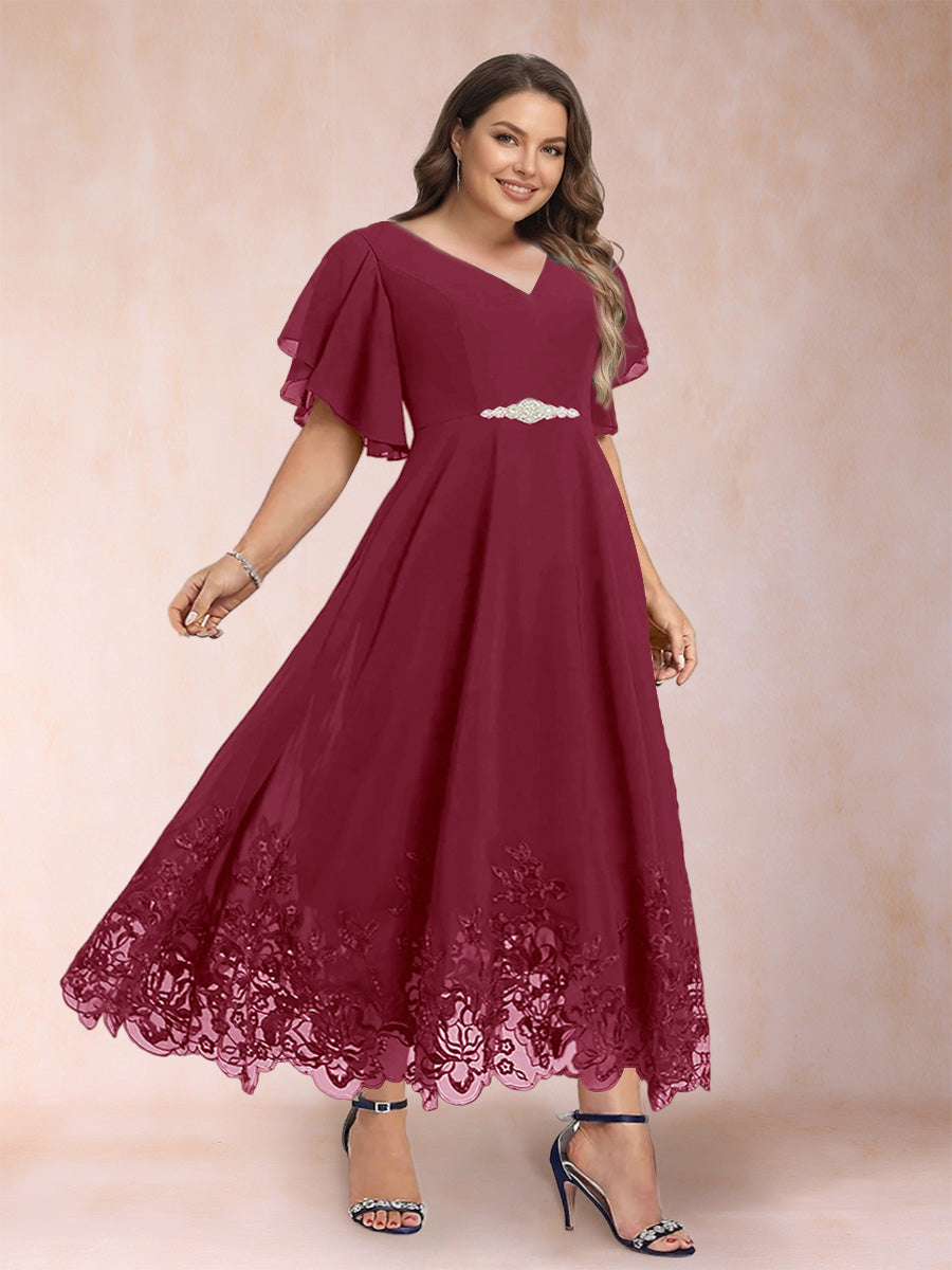 Tara Rose Burgundy back view mother of the bride dress