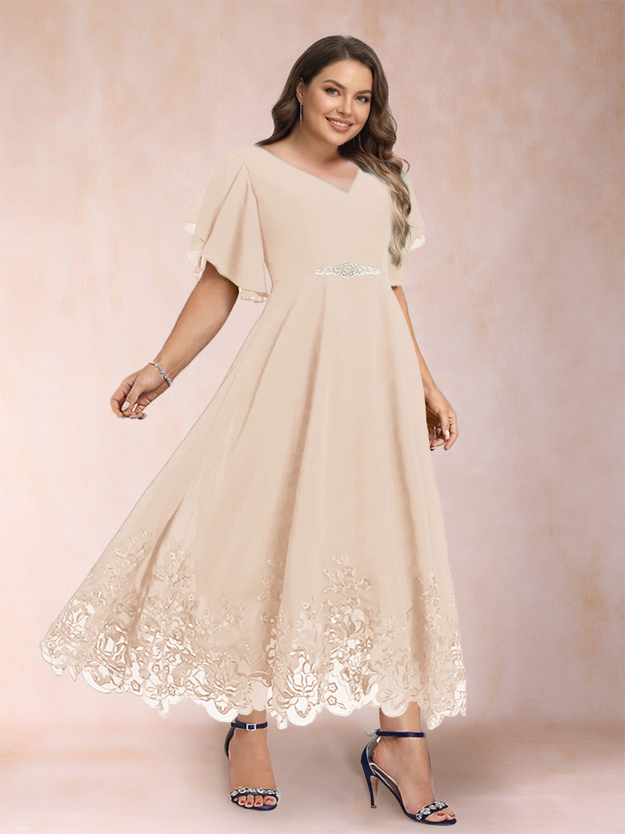 Tara Rose Champagne back view mother of the bride dress