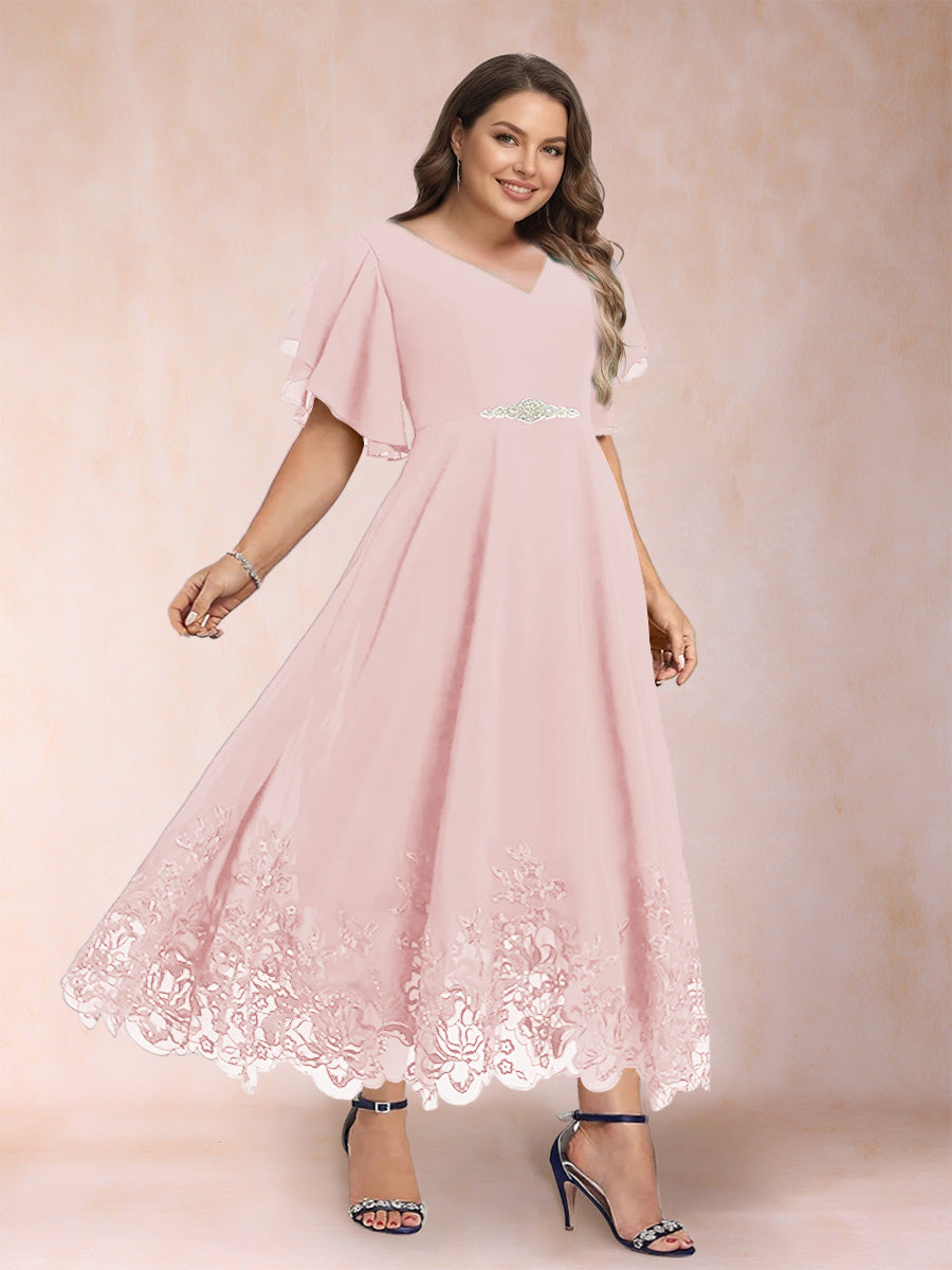 Tara Rose Pearl Pink front view mother of the bride dress