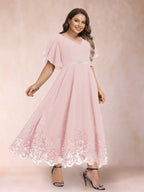 Tara Rose Pearl Pink front view mother of the bride dress