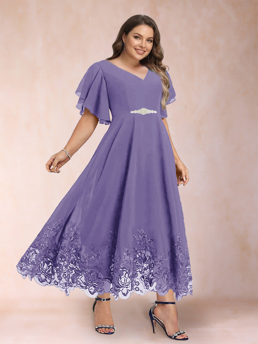 Tara Rose Lilac front view mother of the bride dress