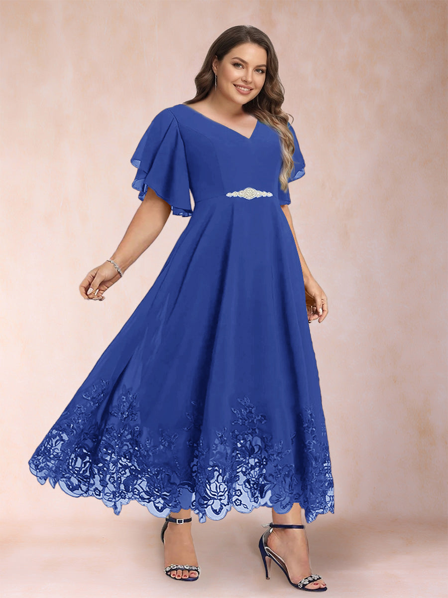 Tara Rose Royal Blue back view mother of the bride dress