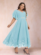 Tara Rose Sky Blue back view mother of the bride dress