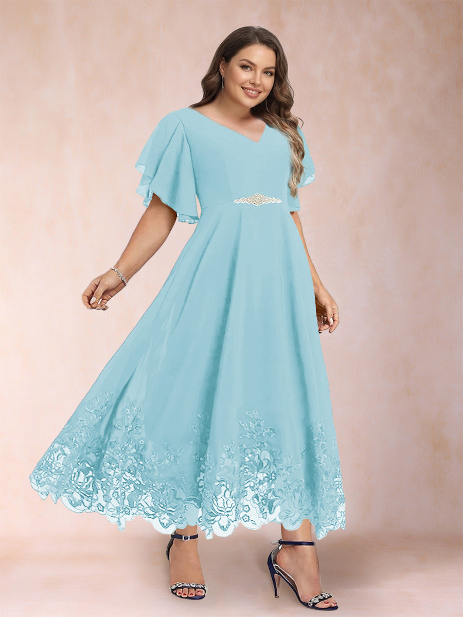 Tara Rose Sky Blue back view mother of the bride dress