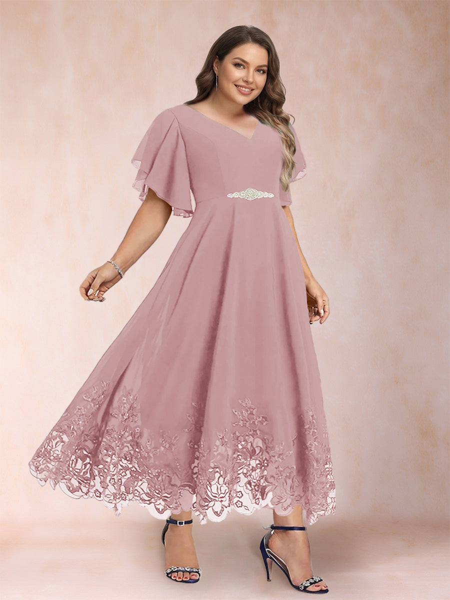 Tara Rose Mauve front view mother of the bride dress