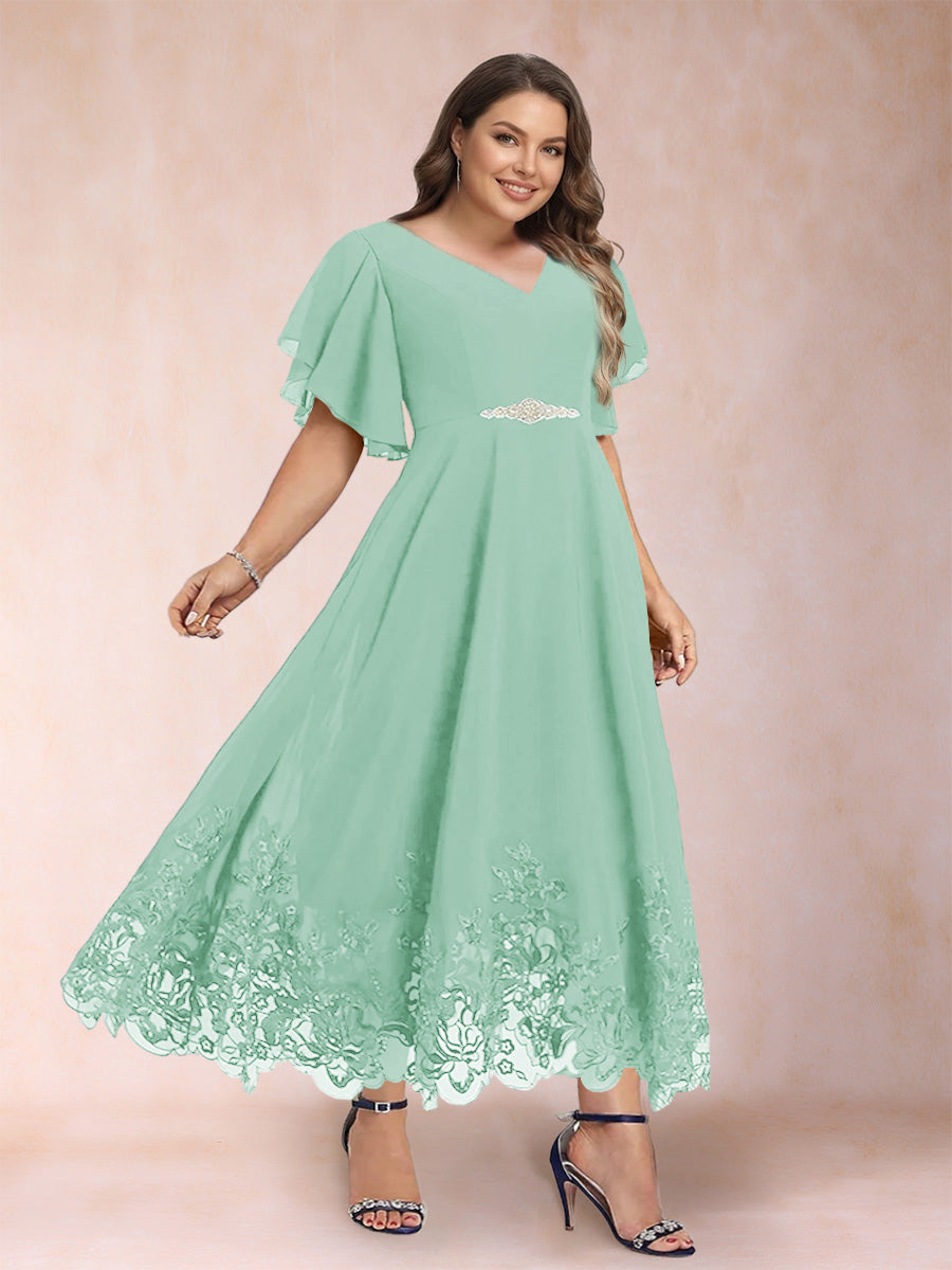 Tara Rose Mint Green front view mother of the bride dress