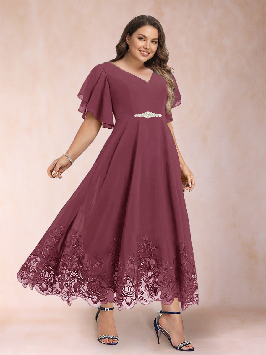 Tara Rose Plum front view mother of the bride dress