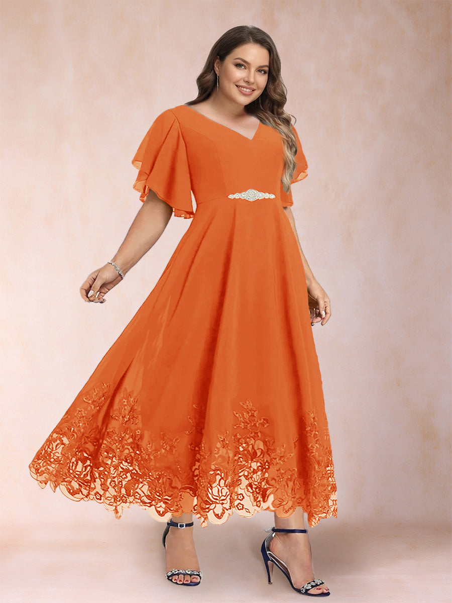 Tara Rose Orange front view mother of the bride dress