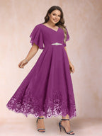 Tara Rose Orchid front view mother of the bride dress