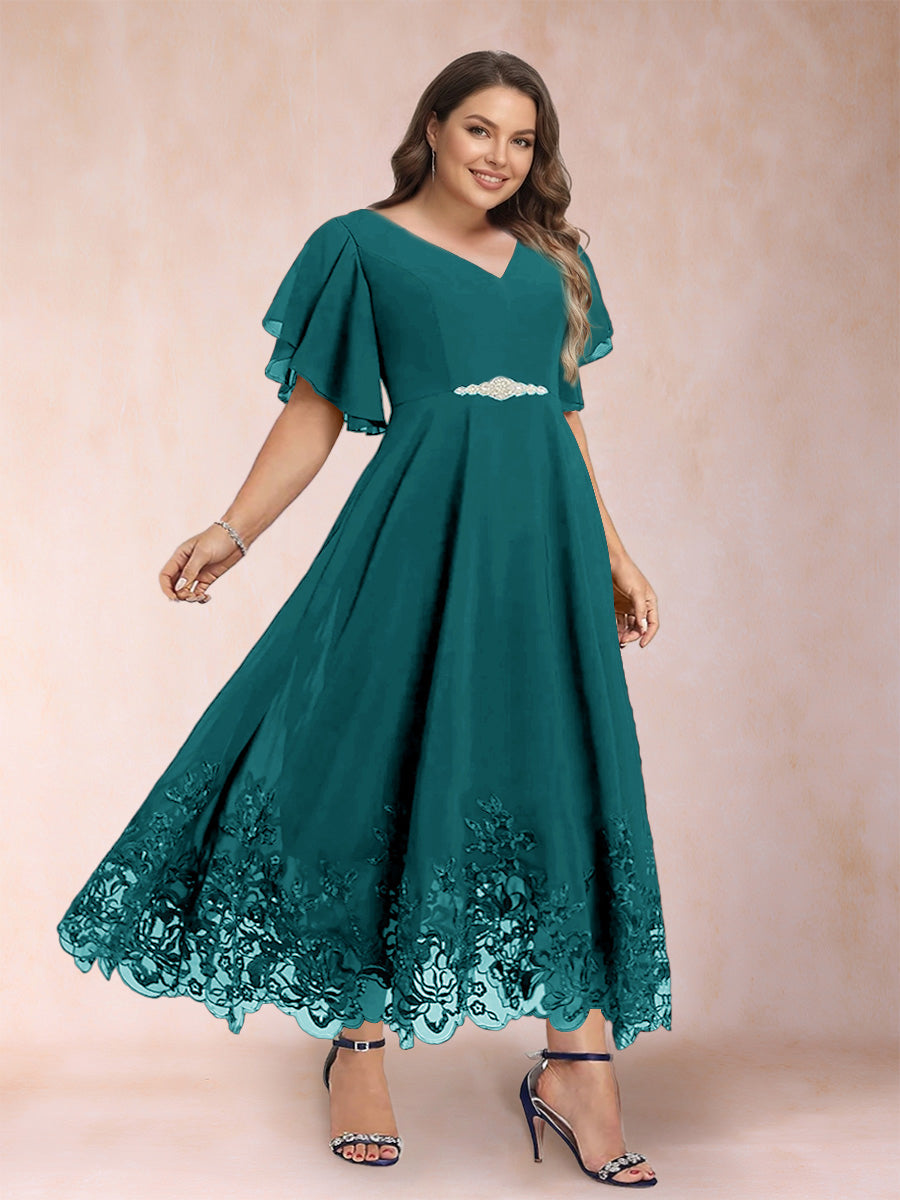 Tara Rose Peacock front view mother of the bride dress
