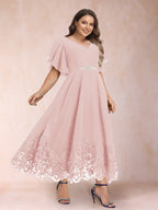 Tara Rose Pearl Pink back view mother of the bride dress