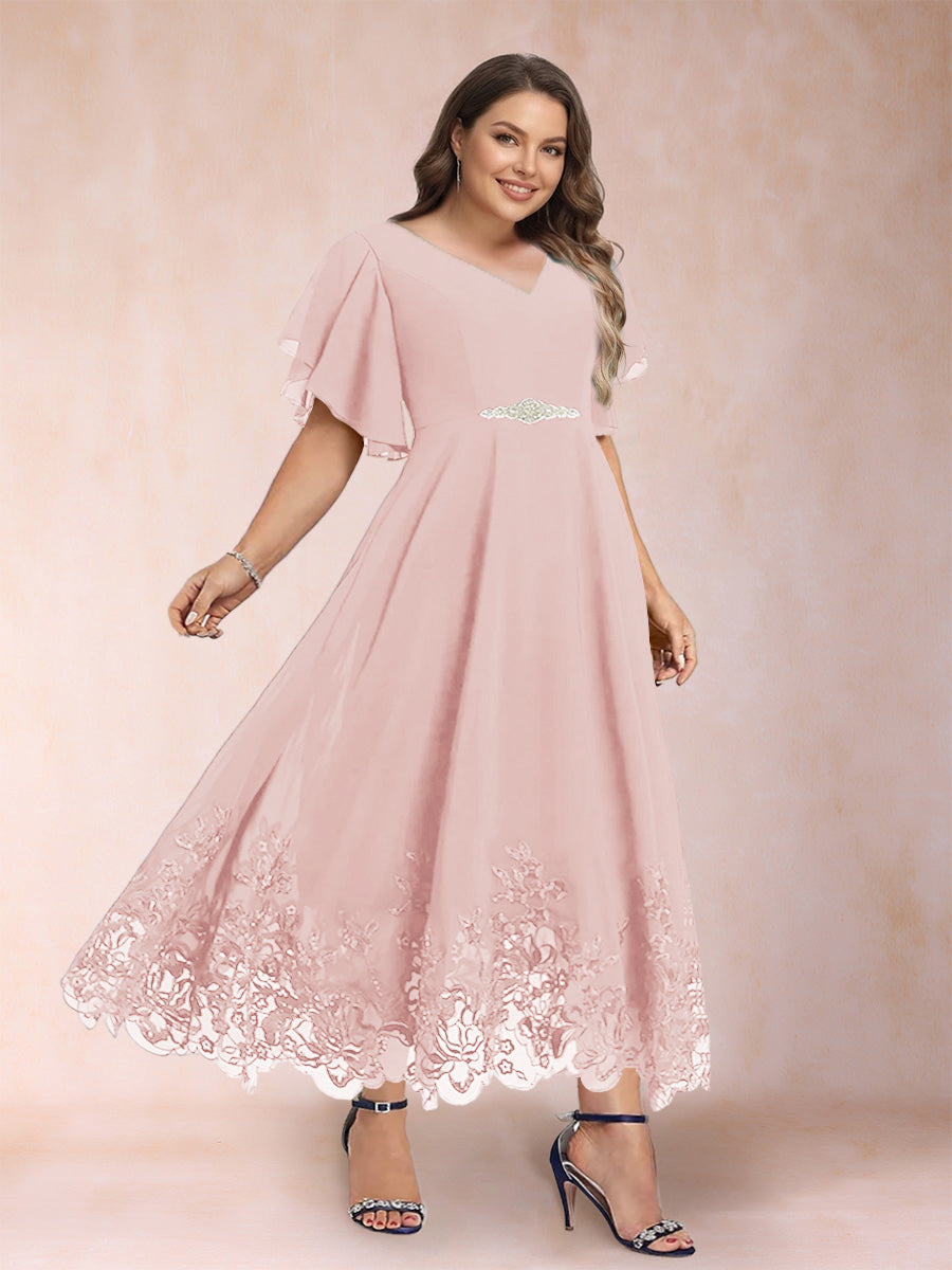 Tara Rose Pearl Pink back view mother of the bride dress