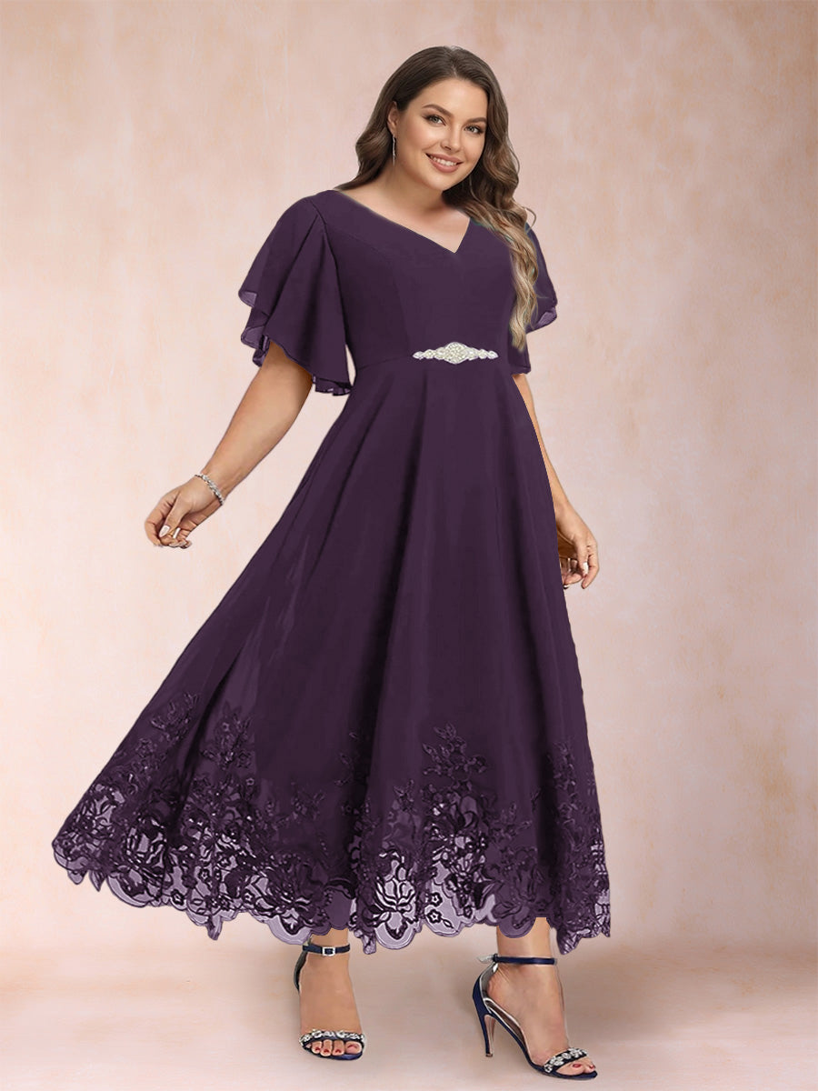 Tara Rose Plum back view mother of the bride dress