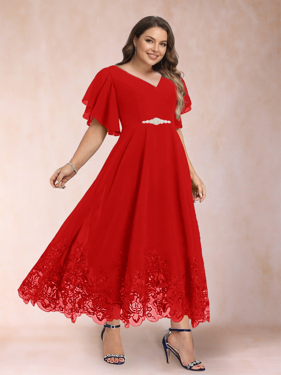 Tara Rose Red front view mother of the bride dress