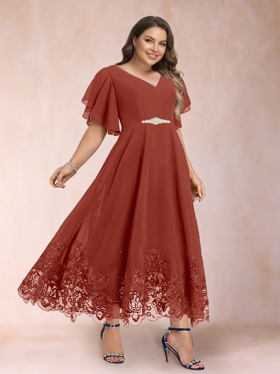 Tara Rose Rust front view mother of the bride dress