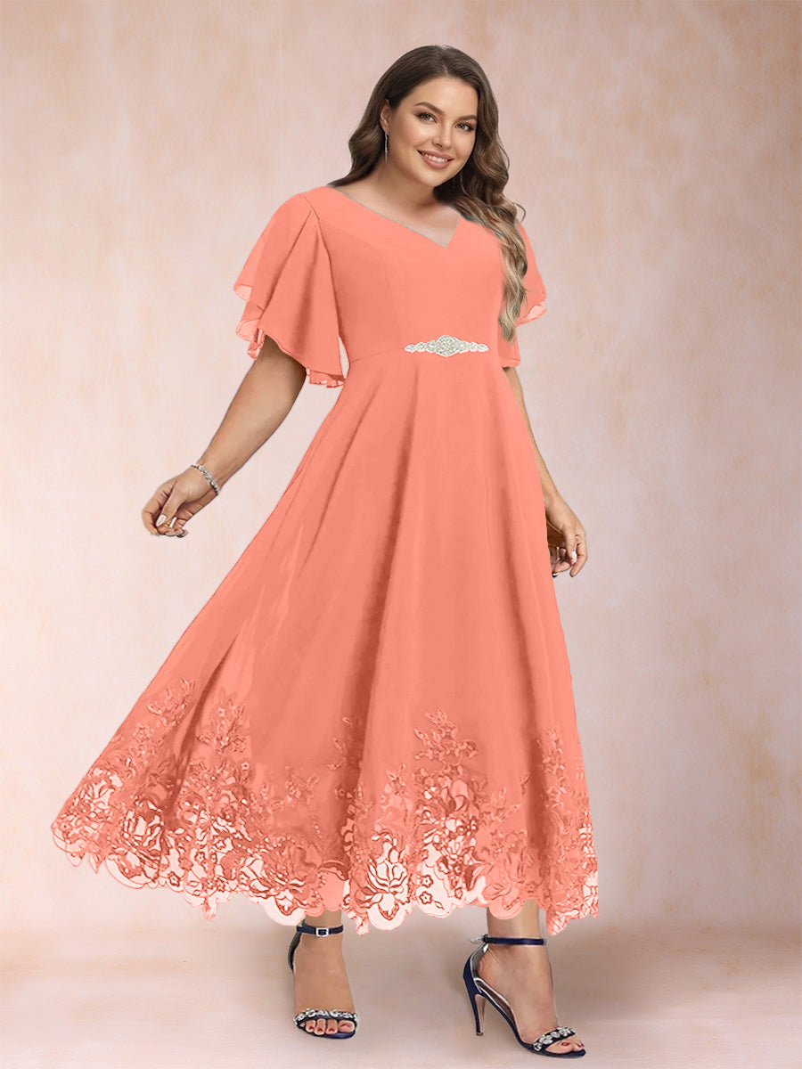 Tara Rose Coral back view mother of the bride dress