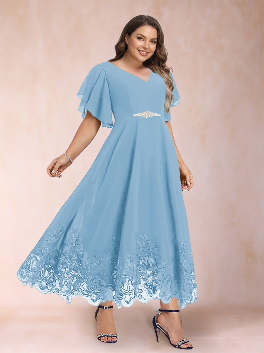 Tara Rose Sky Blue side view mother of the bride dress
