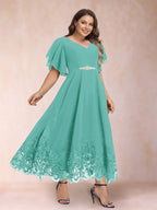 Tara Rose Pool Blue back view mother of the bride dress