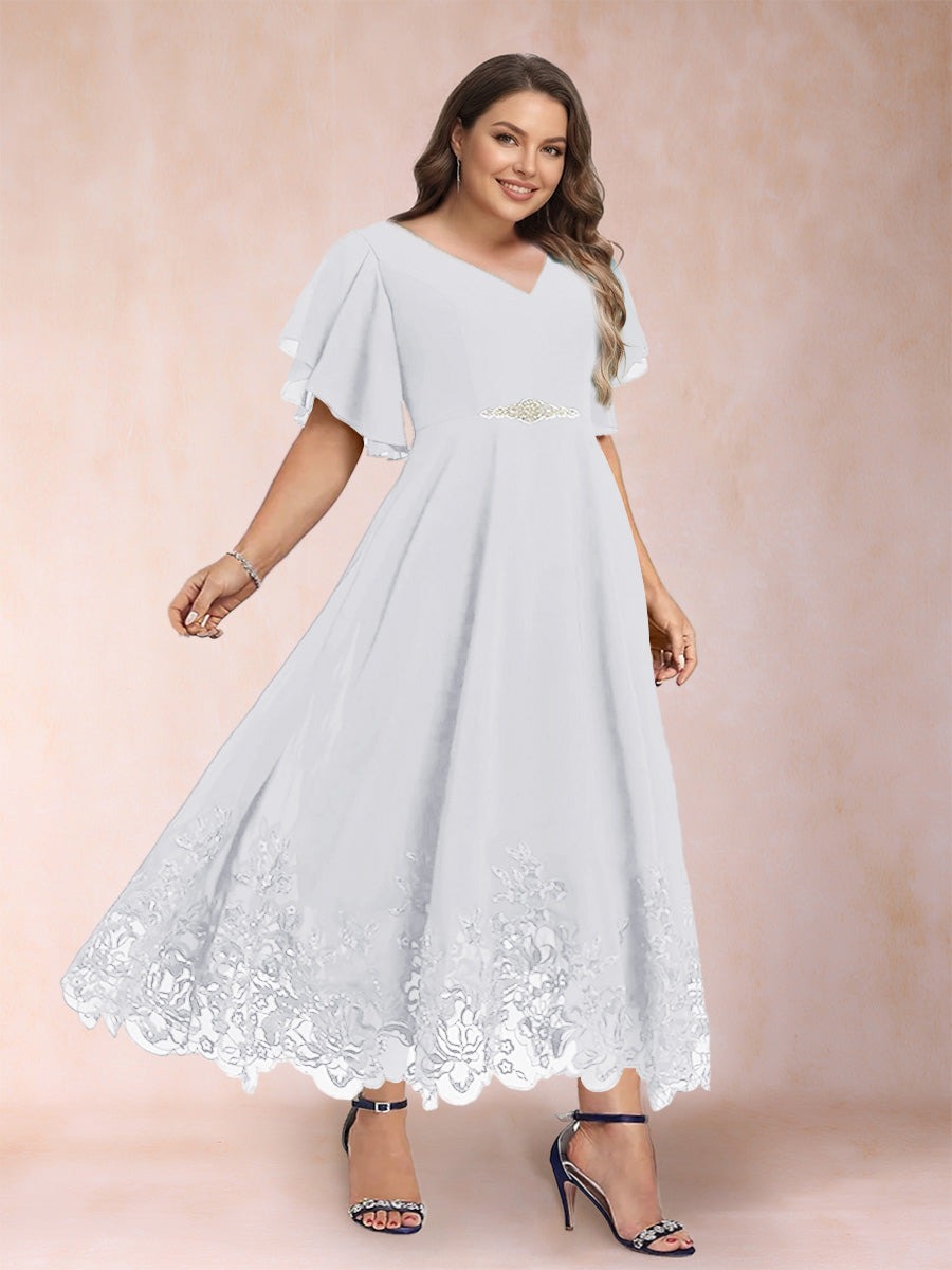 Tara Rose White front view mother of the bride dress