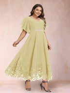 Tara Rose Yellow front view mother of the bride dress