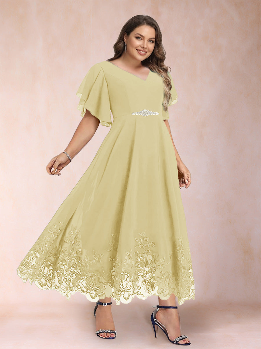 Tara Rose Yellow front view mother of the bride dress