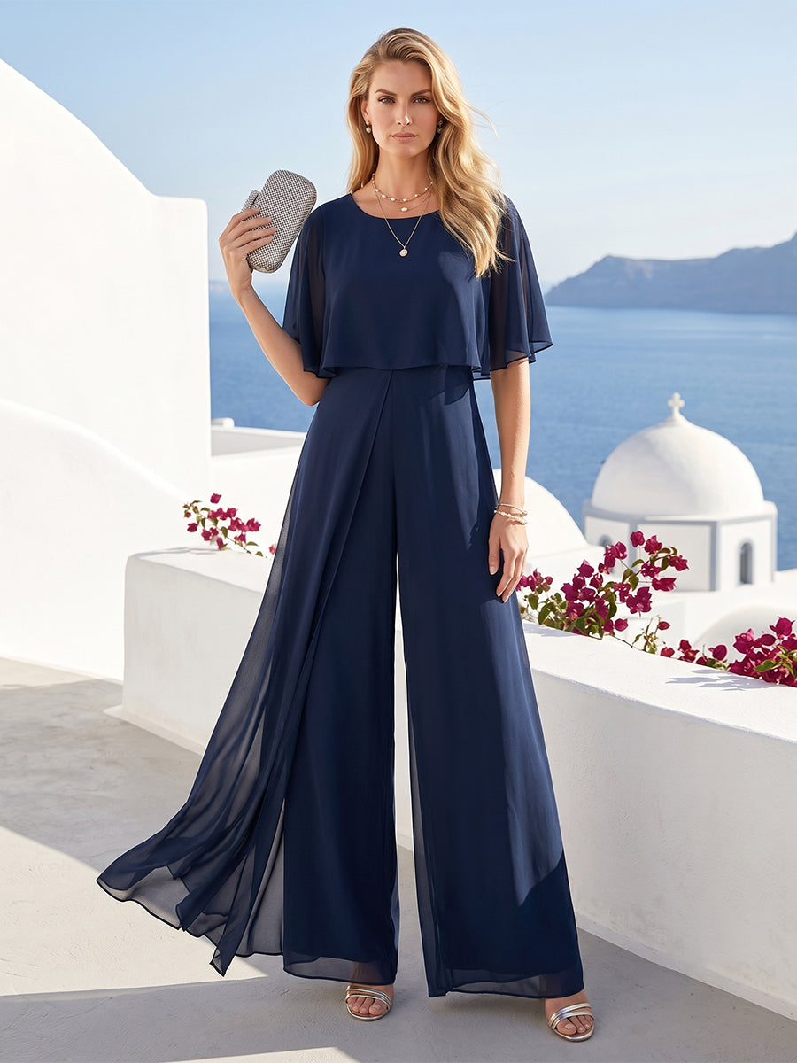 Coralie navy blue front view mother of the bride outfit