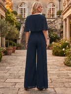Coralie navy blue back view mother of the bride outfit