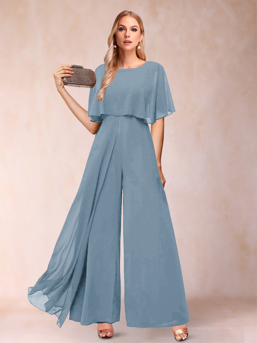 Coralie dusty blue front view mother of the bride outfit