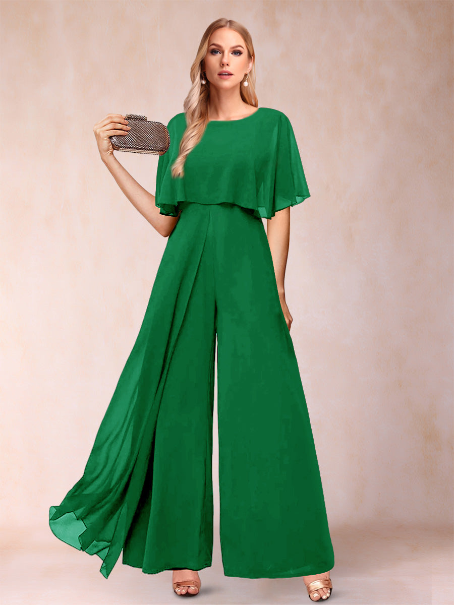 Coralie forest green front view mother of the bride outfit