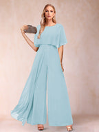 Coralie sky blue front view mother of the bride outfit