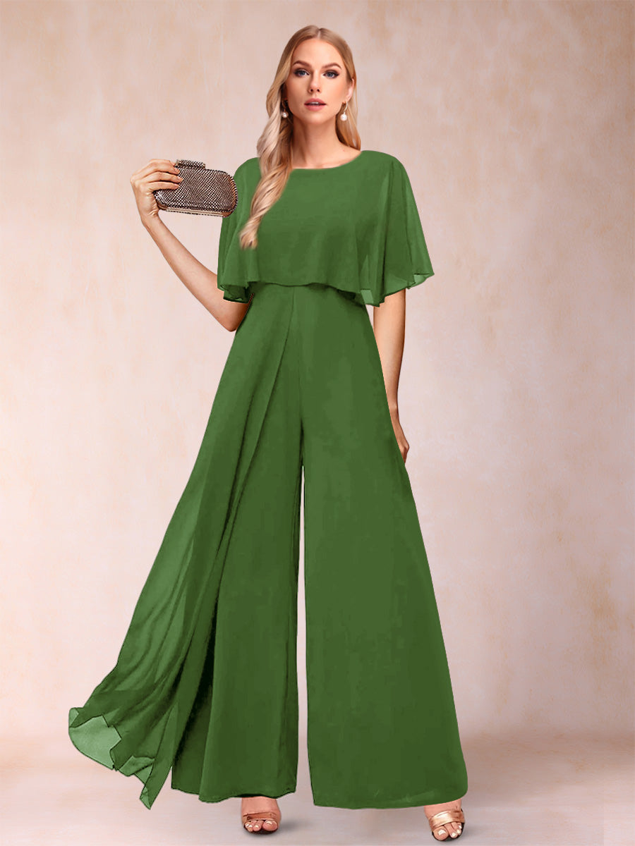 Coralie olive green front view mother of the bride outfit