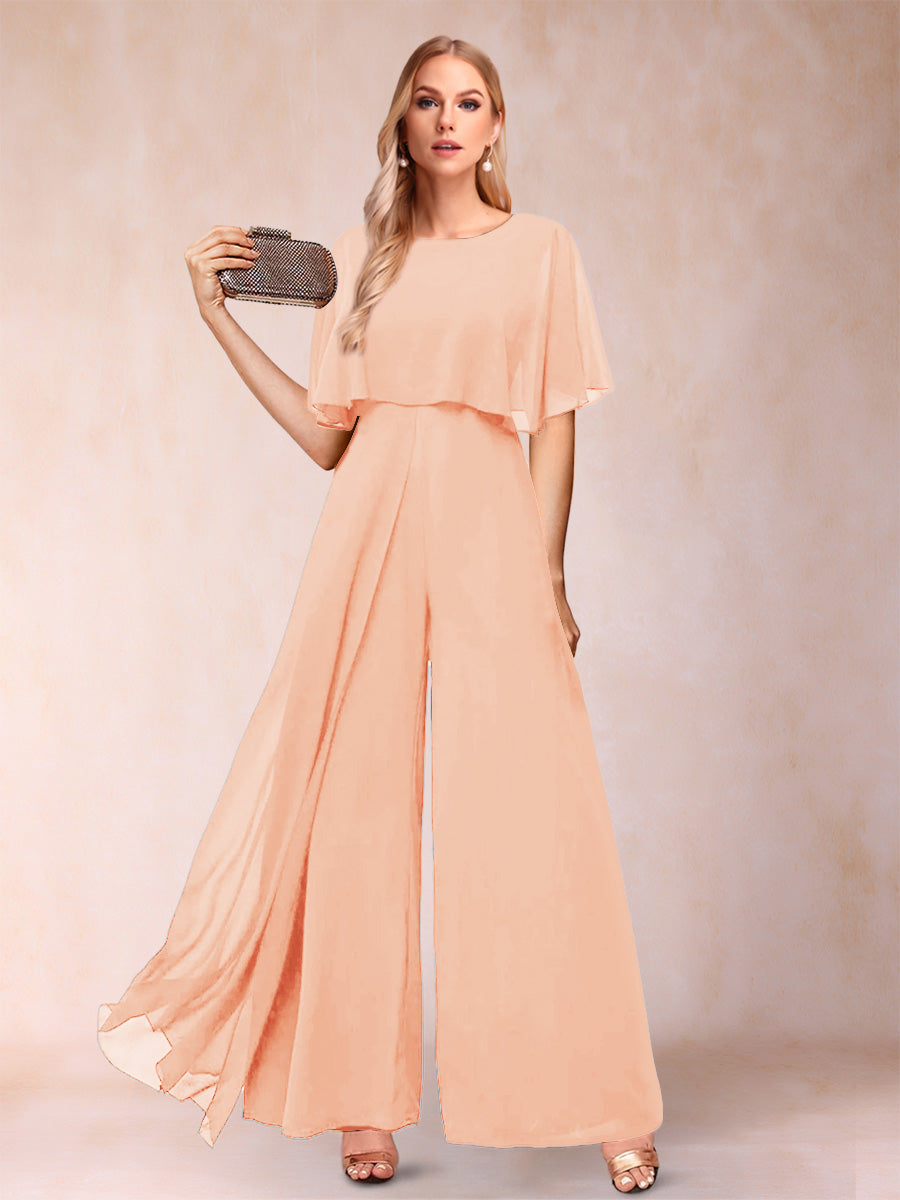 Coralie peach front view mother of the bride outfit
